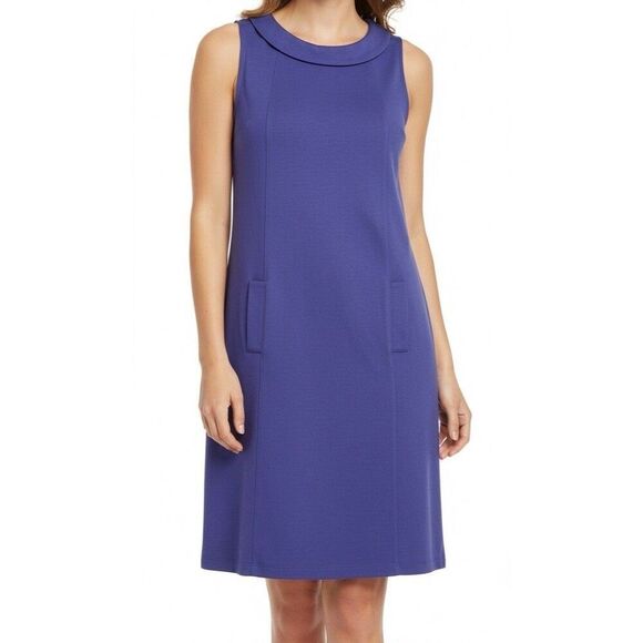 Boden Dresses & Skirts - Boden Mini Dress Size 6 Blue Reverse Peter Pan Collar Mod Retro Preppy Work